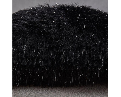 Furnings - Decorative Shaggy Pillow with Lurex in Black