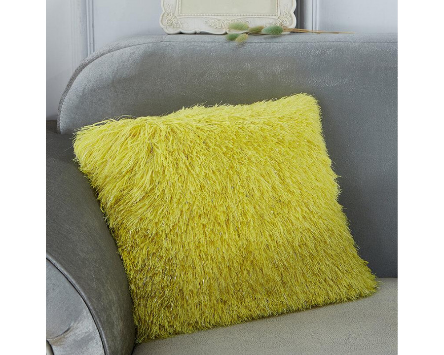 Furnings - Decorative Shaggy Pillow with Lurex in Yellow