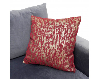 Furnings - Reflection Pattern Red/Gold Chenille Accent Pillow 18" x 18"