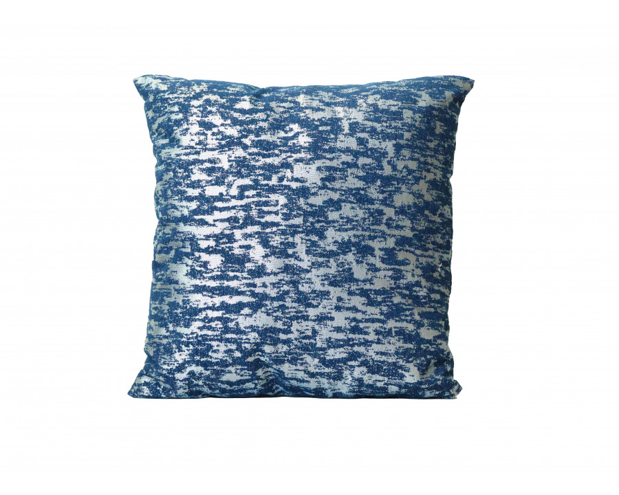 Furnings - Reflection Pattern Navy Blue/Silver Chenille Square Pillow 18" x 18"