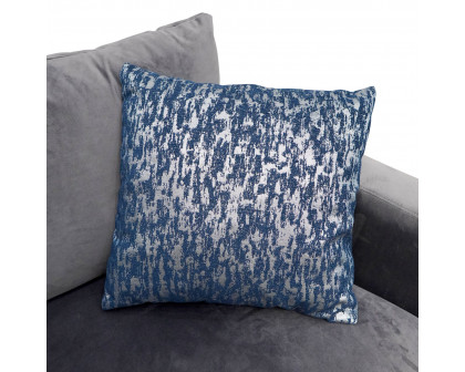 Furnings - Reflection Pattern Navy Blue/Silver Chenille Square Pillow 18" x 18"