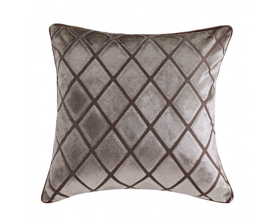 Furnings - Cut Velvet Diamond Pattern Gray Square Accent Pillow