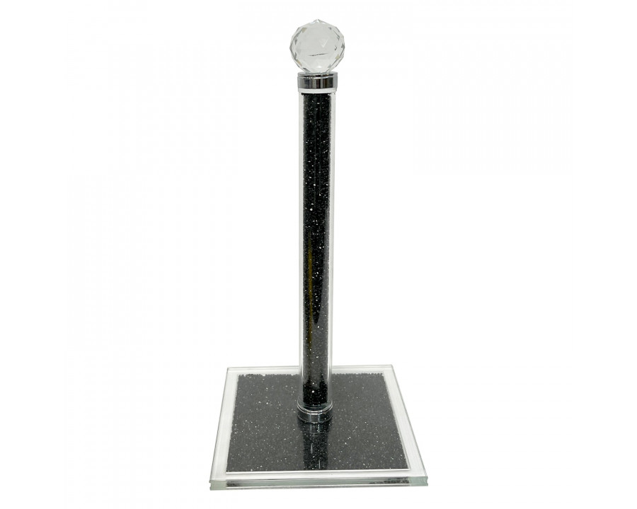 Furnings - Black Crushed Diamond Glass Paper Towel Holder in Gift Box