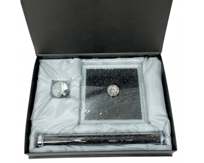 Furnings - Black Crushed Diamond Glass Paper Towel Holder in Gift Box