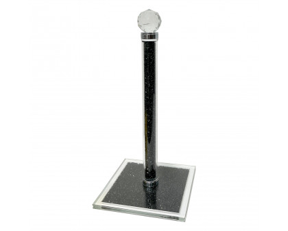 Furnings - Black Crushed Diamond Glass Paper Towel Holder in Gift Box