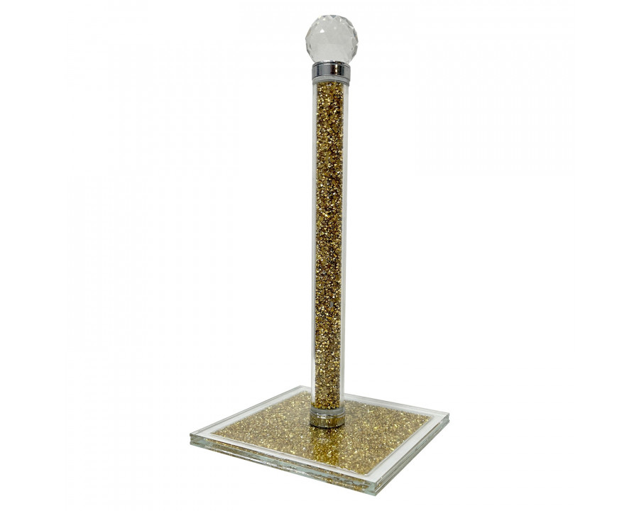 Furnings - Gold Crushed Diamond Glass Paper Towel Holder in Gift Box