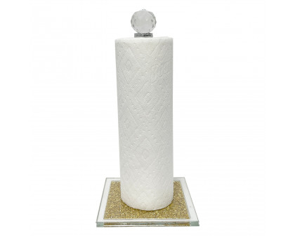 Furnings - Gold Crushed Diamond Glass Paper Towel Holder in Gift Box