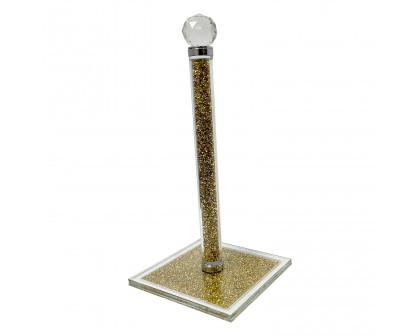 Furnings - Gold Crushed Diamond Glass Paper Towel Holder in Gift Box