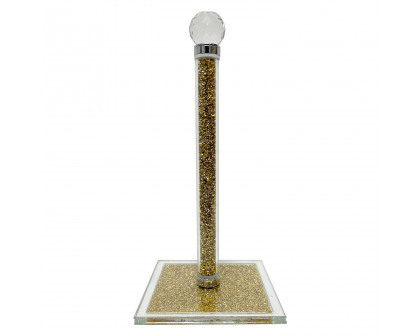 Furnings - Gold Crushed Diamond Glass Paper Towel Holder in Gift Box