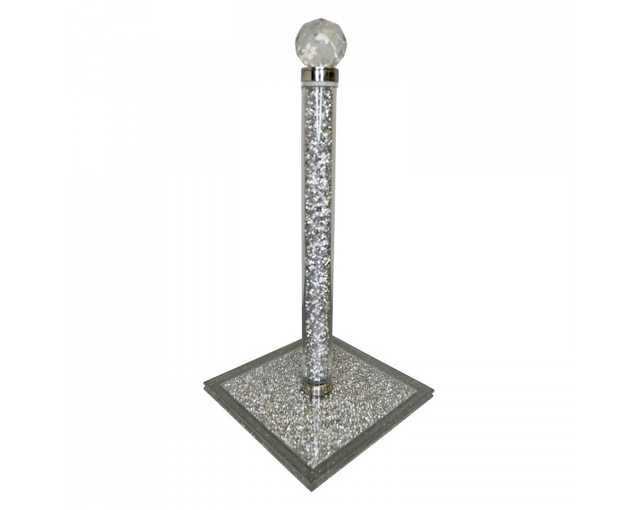 Furnings - Silver Crushed Diamond Glass Paper Towel Holder in Gift Box