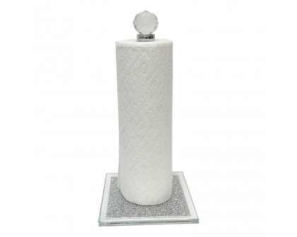 Furnings - Silver Crushed Diamond Glass Paper Towel Holder in Gift Box