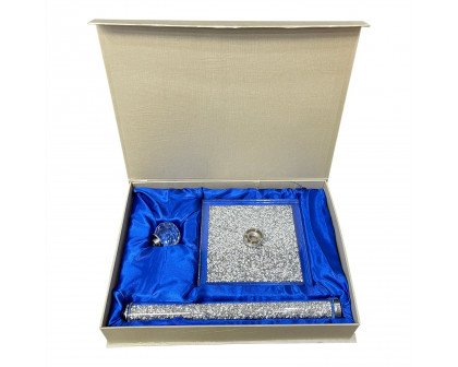 Furnings - Silver Crushed Diamond Glass Paper Towel Holder in Gift Box