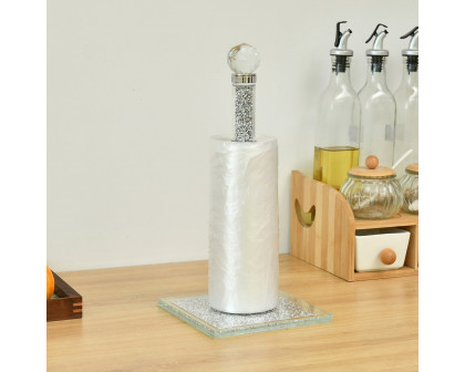 Furnings - Silver Crushed Diamond Glass Paper Towel Holder in Gift Box