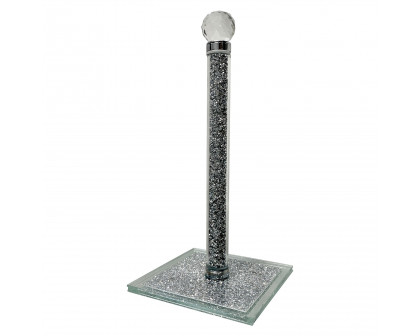 Furnings - Silver Crushed Diamond Glass Paper Towel Holder in Gift Box