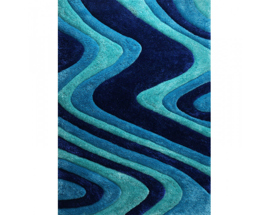 Furnings - 3D Ocean Waves Blue Shag Area Rug