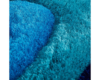 Furnings 3D Ocean Waves Blue Shag Area Rug - 7'L x 5'W x 1"H