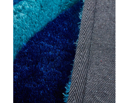 Furnings 3D Ocean Waves Blue Shag Area Rug - 7'L x 5'W x 1"H