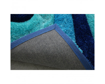 Furnings 3D Ocean Waves Blue Shag Area Rug - 7'L x 5'W x 1"H