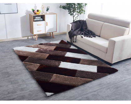 Furnings - 3D Parquette Shaggy Area Rug