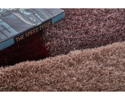 Furnings 3D Parquette Shaggy Area Rug - 7'L x 5'W x 1"H