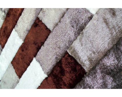 Furnings 3D Parquette Shaggy Area Rug - 7'L x 5'W x 1"H