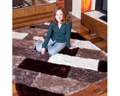 Furnings 3D Parquette Shaggy Area Rug - 7'L x 5'W x 1"H