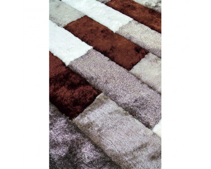 Furnings 3D Parquette Shaggy Area Rug - 7'L x 5'W x 1"H