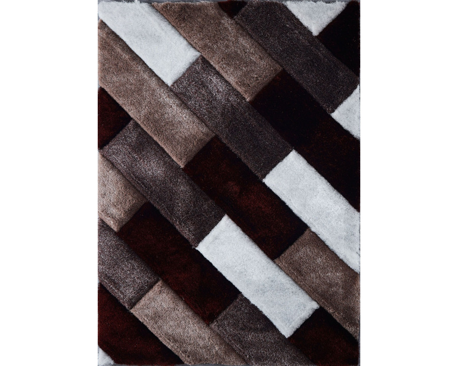 Furnings 3D Parquette Shaggy Area Rug - 11'L x 8'W x 1"H