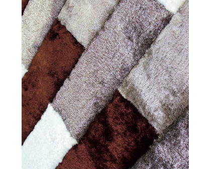 Furnings 3D Parquette Shaggy Area Rug - 11'L x 8'W x 1"H