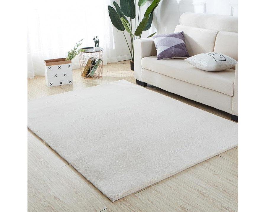 Furnings - Lily Luxury Beige Chinchilla Faux Fur Area Rug