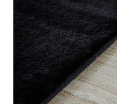 Furnings - Lily Luxury Black Chinchilla Faux Fur Area Rug