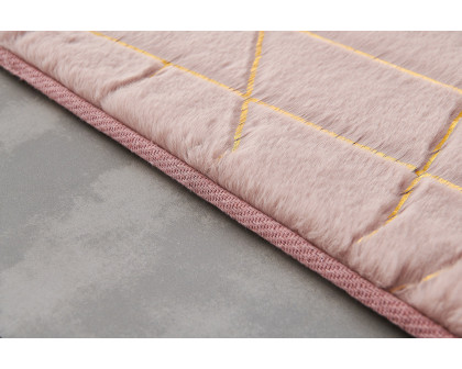 Furnings Lily Luxury Dust Pink Geometric Washable Abstract Gold-Gilded Chinchilla Faux Fur Area Rug - 3'L x 2'W