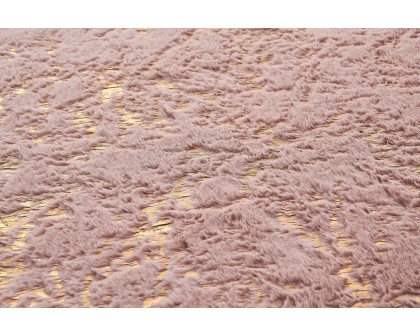 Furnings - Lily Luxury Washable Dust Pink Abstract Gold-Gilded Chinchilla Faux Fur Area Rug