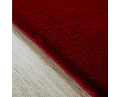 Furnings - Lily Luxury Red Chinchilla Faux Fur Area Rug