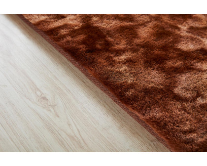 Furnings Lily Luxury Brown Tie-Die Chinchilla Faux Fur Area Rug - 6'6"L x 5'W x 1"H