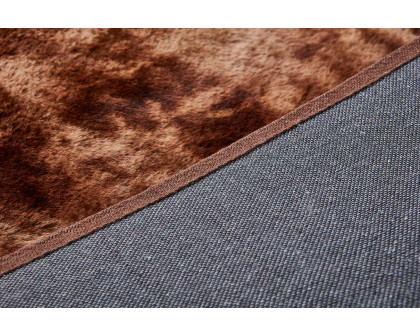 Furnings Lily Luxury Brown Tie-Die Chinchilla Faux Fur Area Rug - 6'6"L x 5'W x 1"H