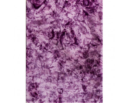 Furnings - Lily Luxury Purple Tie-Die Chinchilla Faux Fur Area Rug