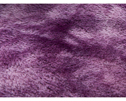 Furnings Lily Luxury Purple Tie-Die Chinchilla Faux Fur Area Rug - 6'6"L x 5'W x 1"H