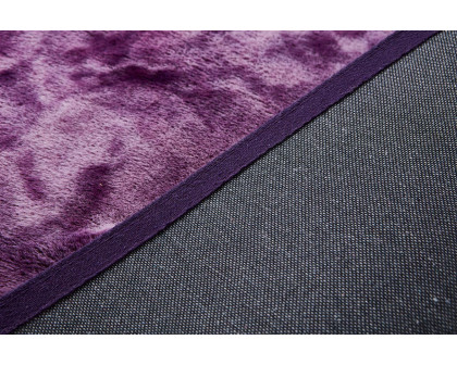 Furnings Lily Luxury Purple Tie-Die Chinchilla Faux Fur Area Rug - 6'6"L x 5'W x 1"H