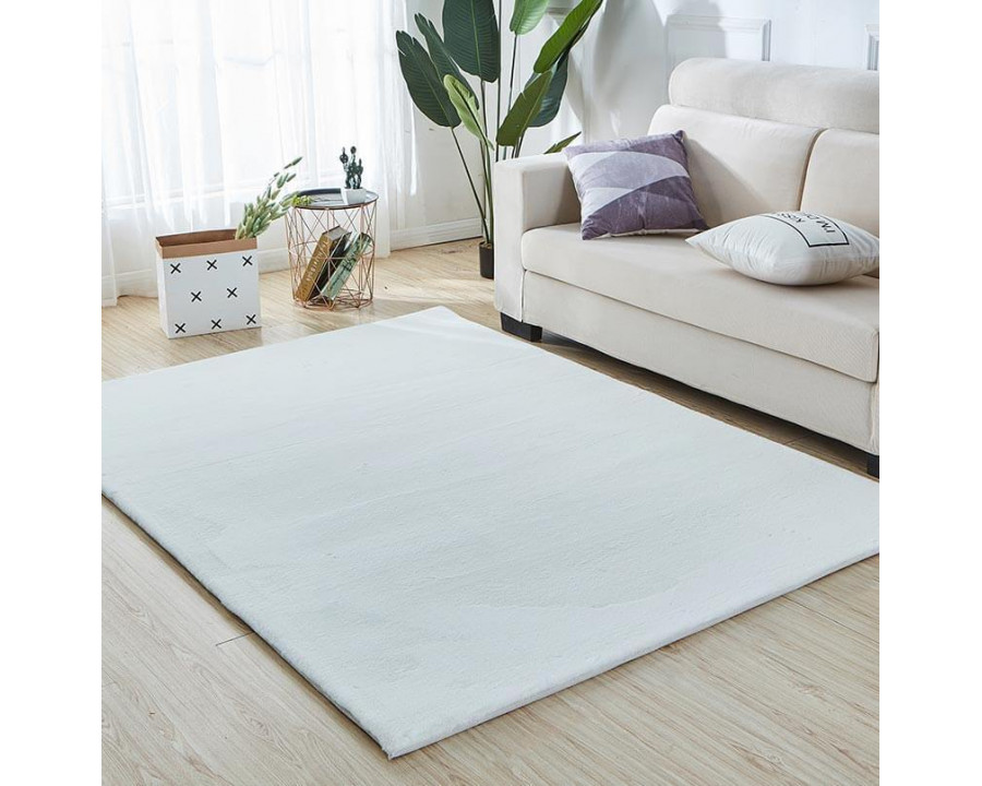 Furnings - Lily Luxury White Chinchilla Faux Fur Area Rug