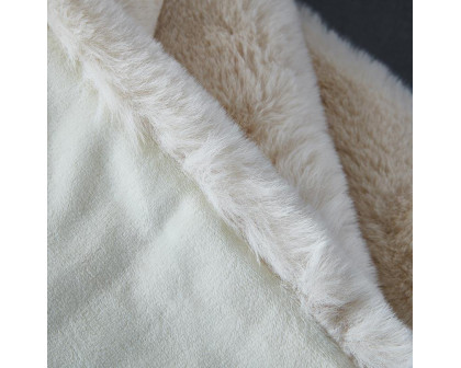 Furnings - Cassilda Luxury Beige Chinchilla Faux Fur Throw Blanket