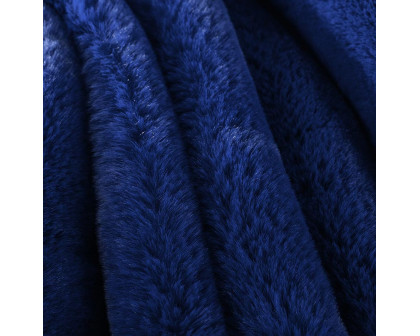 Furnings - Cassilda Luxury Navy Blue Chinchilla Faux Fur Throw Blanket