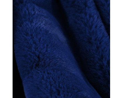 Furnings - Cassilda Luxury Navy Blue Chinchilla Faux Fur Throw Blanket