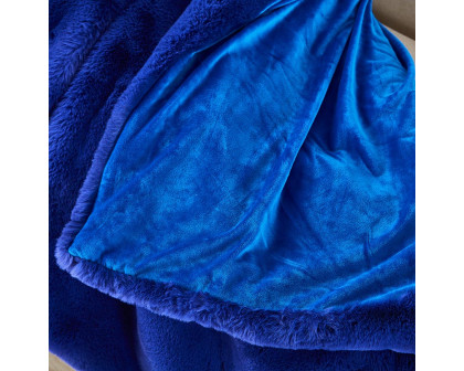 Furnings - Cassilda Luxury Navy Blue Chinchilla Faux Fur Throw Blanket