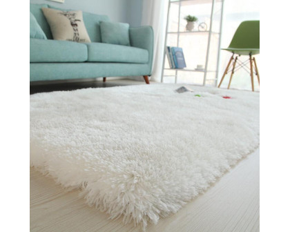 Furnings Snow White Long Pile Shaggy Area Rug - 7'L x 5'W x 1"H