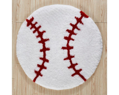 Furnings - Baseball Shape Extra Soft Shaggy Decorative Area Rug