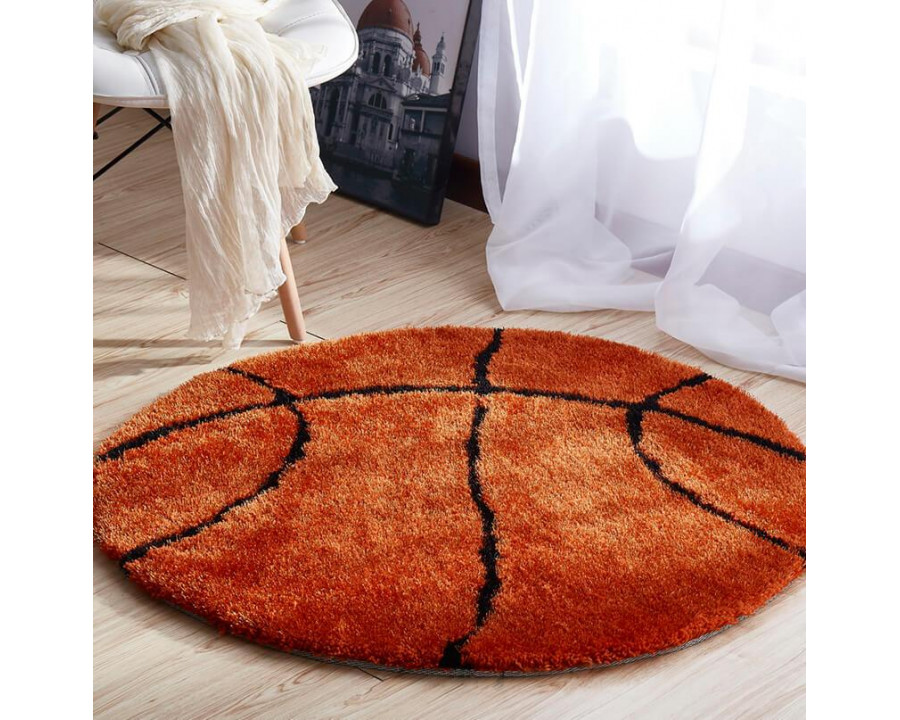 Furnings - Basketball Shape Extra Soft Shaggy Decorative Area Rug