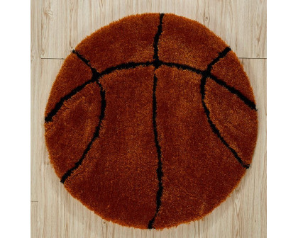 Furnings - Basketball Shape Extra Soft Shaggy Decorative Area Rug