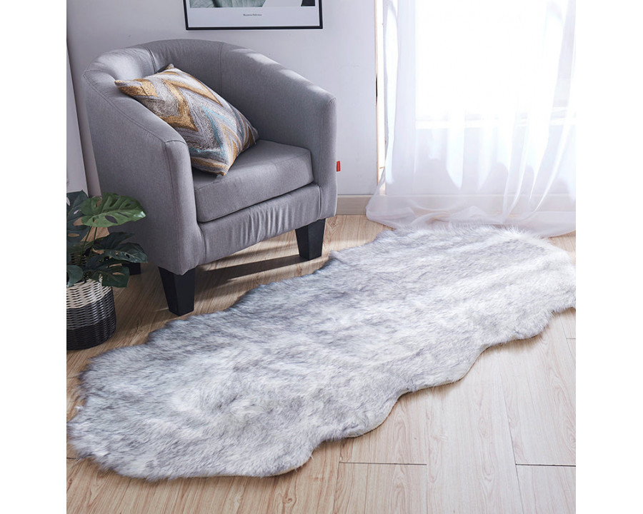 Furnings - Luxury Dark Gray Faux Fur Decorative Rug 32" x 71"