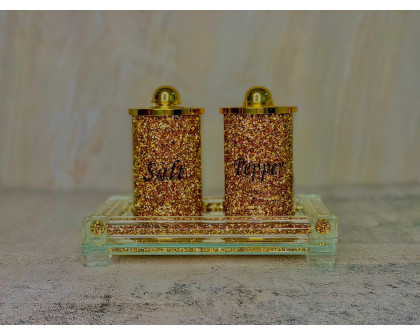 Furnings - Salt & Pepper on a Tray, Gold Crushed Diamond Glass